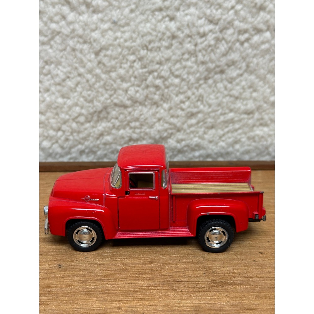 1956 Ford F100 Style Diecast Pickup Truck Red Vintage 1/38 Scale